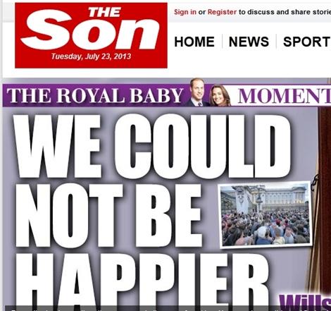 Cotidianul "The Sun" si-a schimbat titlul in "The Son", cu ocazia nasterii copilului regal