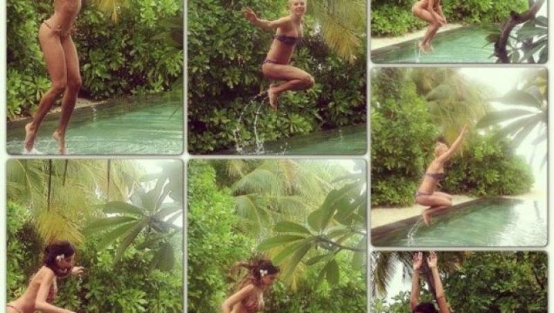 HOT! Madalina Ghenea, costum de baie, decor exotic si salturi in piscina