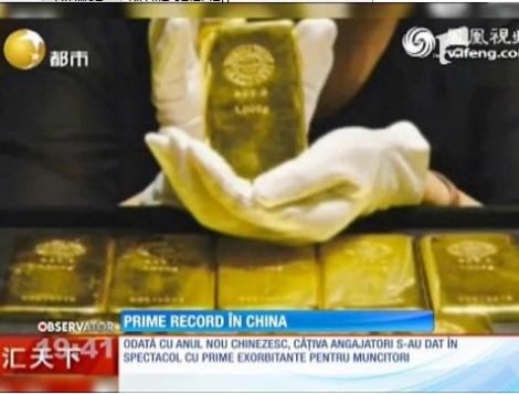 Prime de 50.000 de dolari şi lingouri de aur, în China
