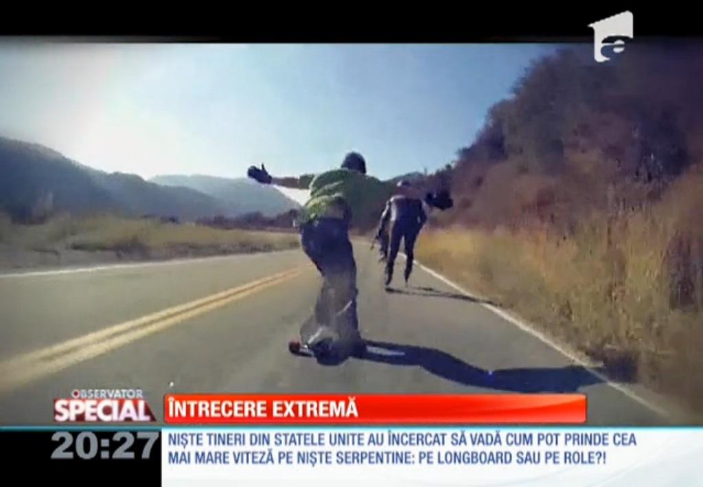 &Icirc;ntrecere plină de adrenalină: Longboard versus role