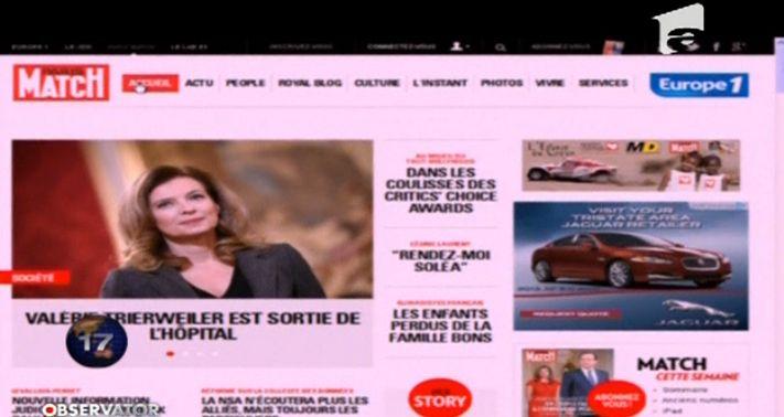 Partenera oficială a lui Fran&ccedil;ois Hollande, Valerie Trierweiler, a fost externată