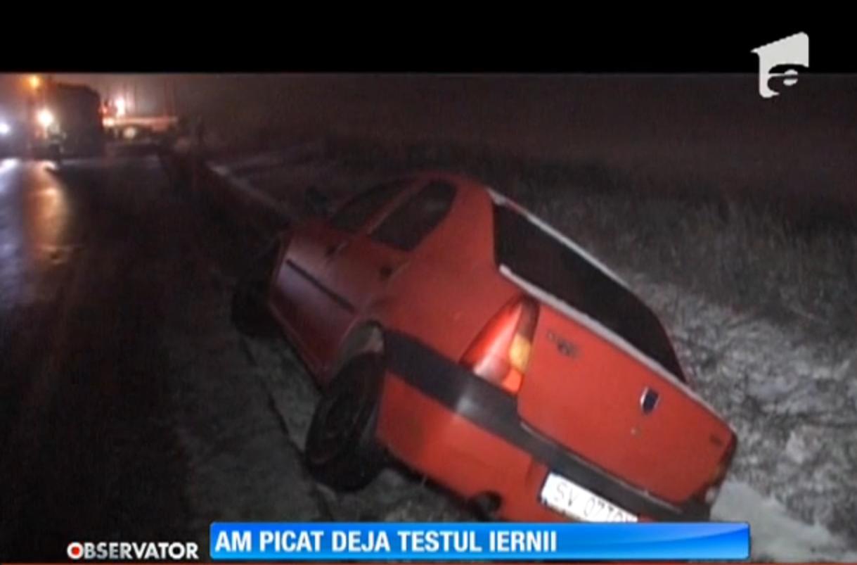 Primele semne ale iernii le dau mari bătăi de cap şoferilor