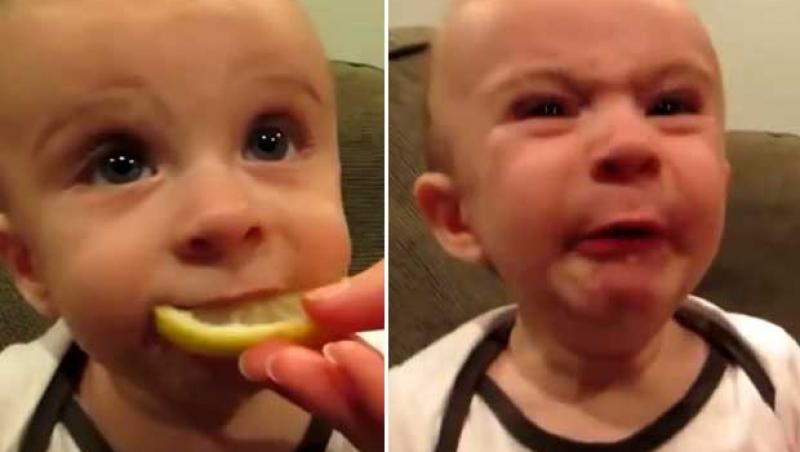 VIDEO VIRAL: Ce se întâmplă atunci când bebeluşii mănâncă lămâie pentru prima dată? Reacţiile lor sunt fabuloase
