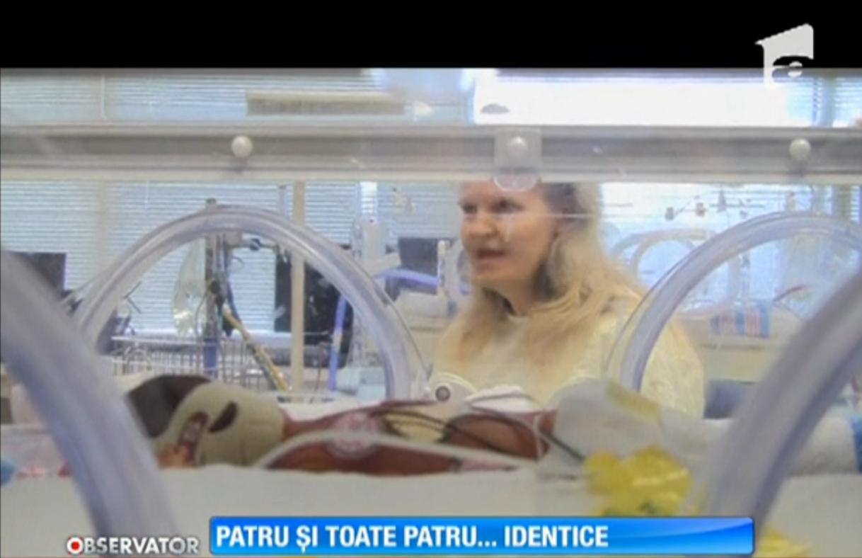 A crezut că e &icirc;nsărcinată cu tripleţi, dar a născut cvadrupleţi