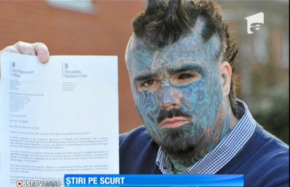 Este tatuat pe toată fața, dar alt detaliu &icirc;l &icirc;mpiedică să-și facă paşaport
