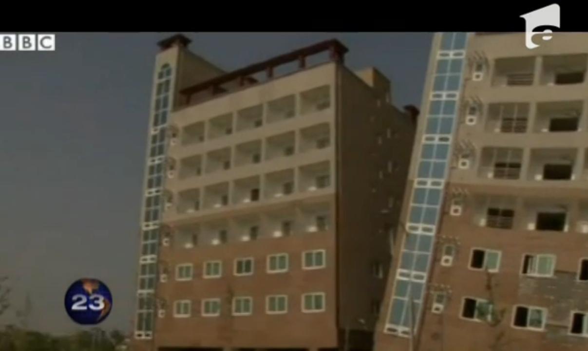 O clădire din Coreea de Sud s-a &icirc;nclinat mai ceva ca turnul din Pisa