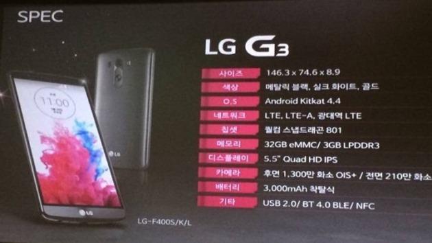 Specificaţiile oficiale LG G3 au apărut la un eveniment din Coreea de Sud