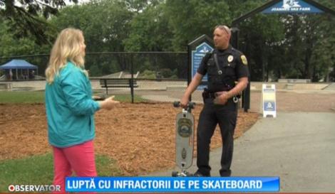 În lupta cu infractorii, un poliţist din SUA patrulează pe skateboard
