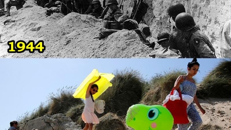 6 iunie 1944, DEBARCAREA DIN NORMANDIA. Galerie foto: ATUNCI și ACUM, aceeași imagine, 70 de ani diferență!
