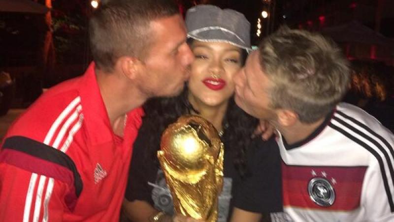 Rihanna, alături de Lukas Podolski şi Bastian Schweinsteiger