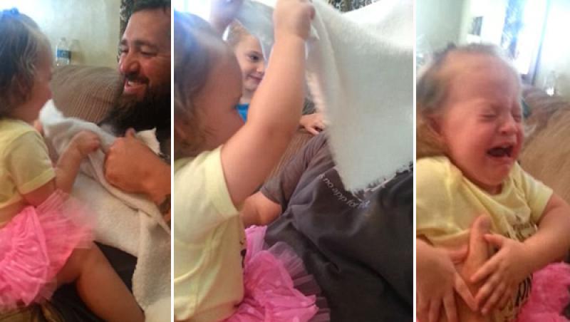 Reacţia fetei când şi-a văzut tatăl bărbierit