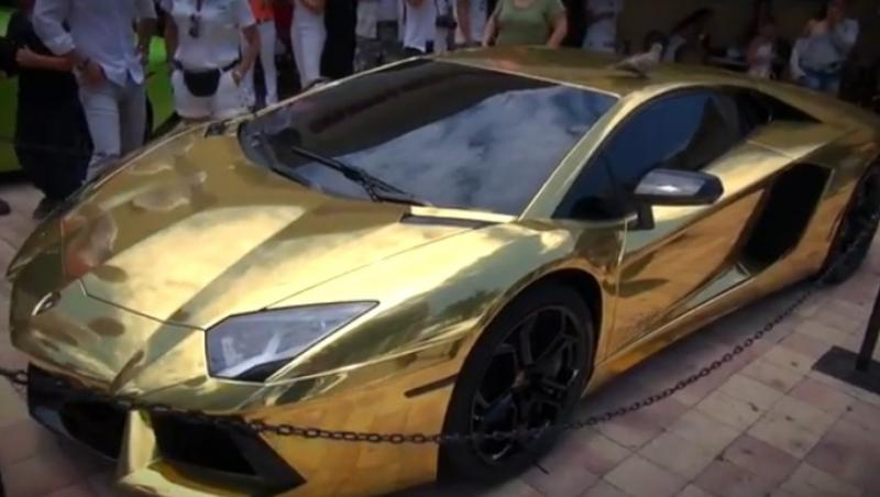 Rămâi cu gura căscată! Asta e cea mai scumpă mașină din lume: Lamborghini Aventador placat cu aur!