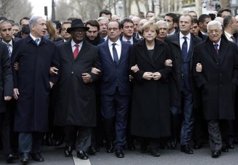 Imagini emoţionante cu marşul istoric! Parisul, capitala mondială a luptei împotriva terorismului