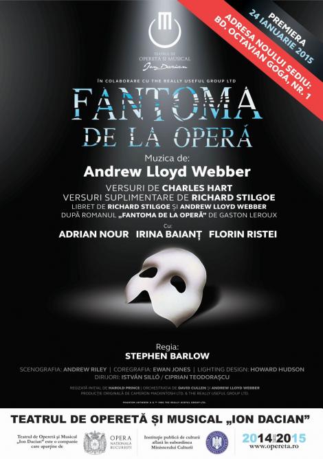Cel mai de succes musical din toate timpurile,  ,,Fantoma de la Operă", vine la București