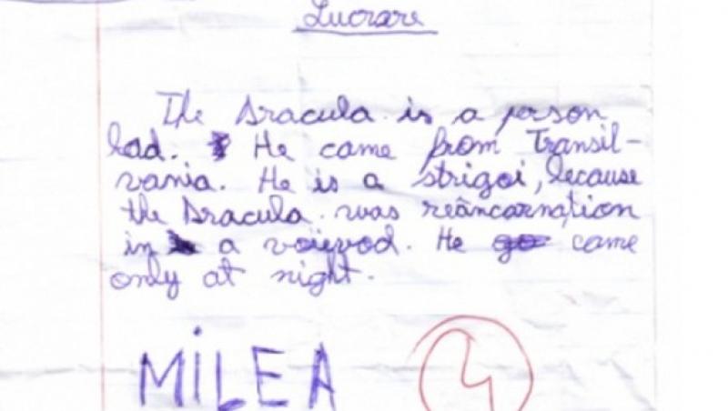 Testele generației de astăzi! Descrierea lui Dracula, făcută de un elev de gimaziu, a primit nota 4, dar a stârnit hohote de râs