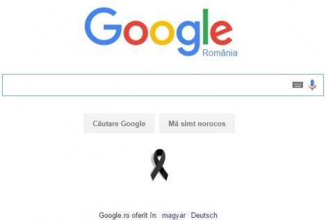 Fundă de doliu pe pagina Google România în memoria victimelor din club Colectiv