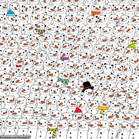 Imaginea care a stârnit isterie pe rețelele de socializare! Poți să găsești ursul panda printre oamenii de zăpadă!? Mii de oameni nu l-au văzut