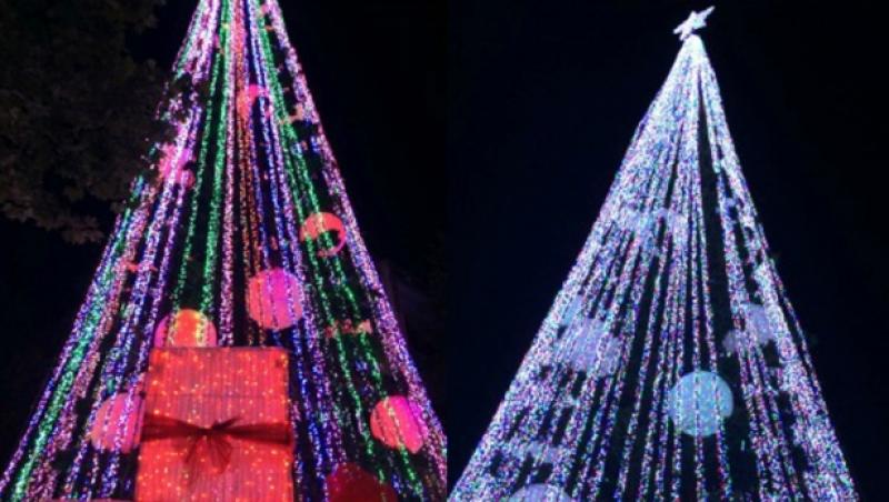Cum arată cel mai luminat pom de Crăciun! Bradul a fost decorat cu peste 500.000 de becuri
