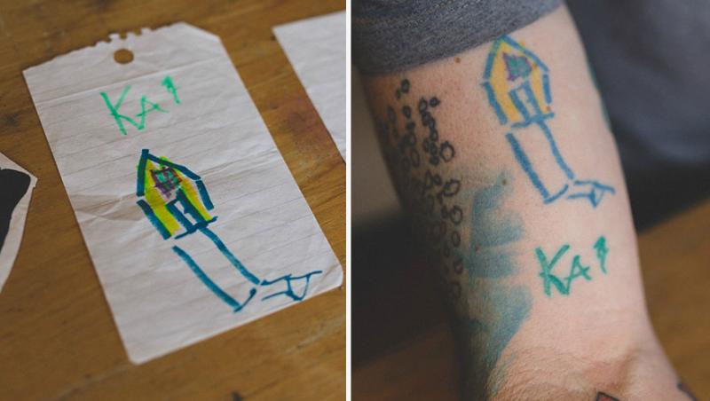 Galerie FOTO: Şi-a tatuat pe braţ desenele făcute de fiul lui! Rezultatul este spectaculos şi a adunat mii de vizualizări în întreaga lume