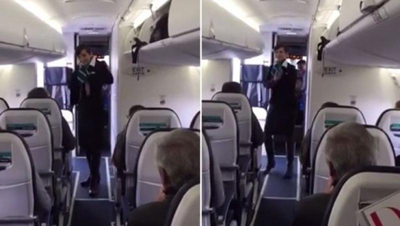 Au încremenit când au văzut ce se întâmplă! Uite ce a făcut această stewardesă, înainte ca avionul să decoleze! (VIDEO)
