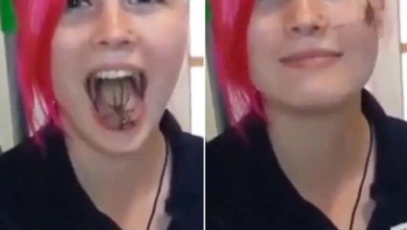 Uite ce face această tânără cu limba! Te trec toți fiorii dacă te uiți! (VIDEO)