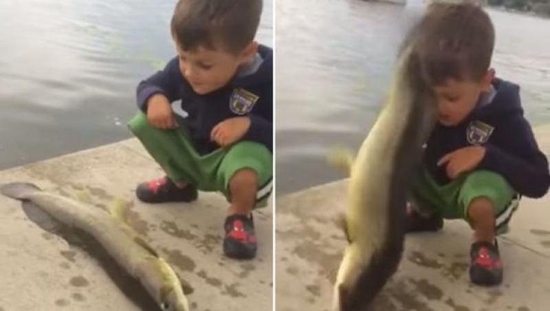 E DEMENŢIAL! Uite ce face un peşte acestui copil! Râzi cu lacrimi! (VIDEO)