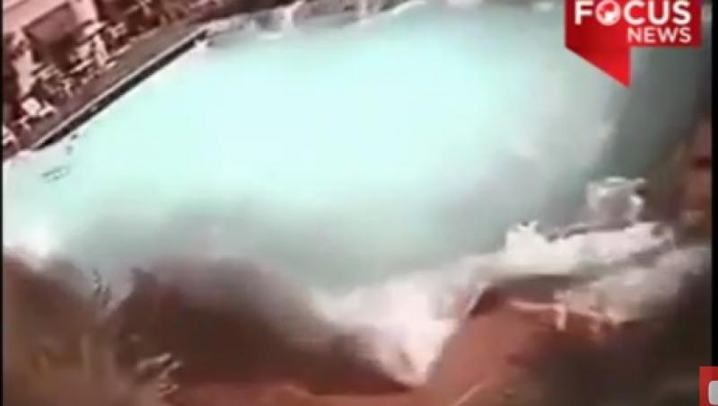 Imagini APOCALIPTICE! Valuri de peste trei metri, filmate într-o PISCINĂ, în momentul producerii cutremurului din Nepal