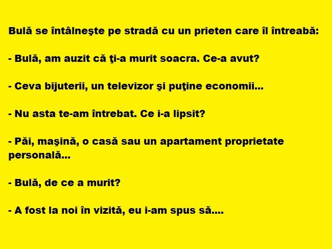 Bancul zilei: Bulă se întâlneşte pe stradă cu un prieten care...