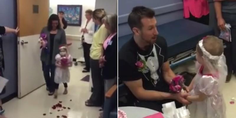 E bolnavă de leucemie, dar medicii i-au readus z&acirc;mbetul pe buze! La patru ani, o fetiţă s-a căsătorit cu asistentul medical preferat! Imaginile sunt sf&acirc;şietoare