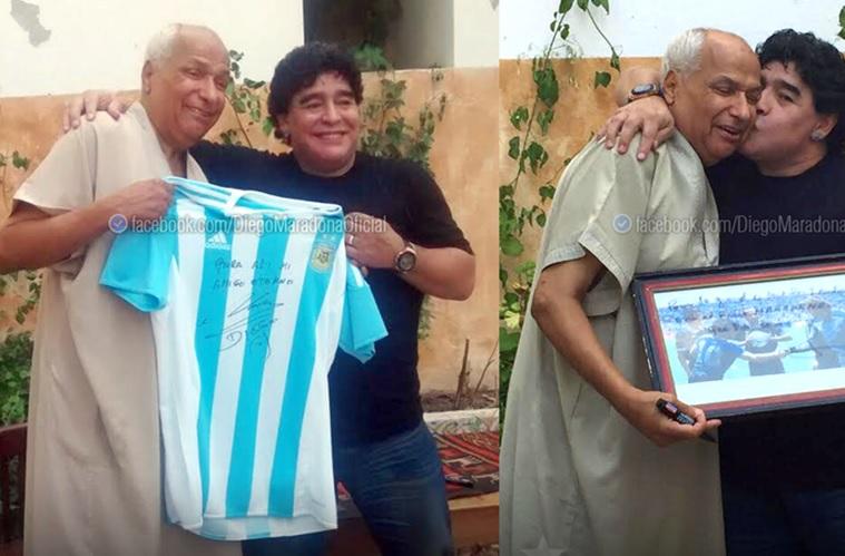 FOTO! Revedere de senzație! Maradona, față &icirc;n față cu arbitrul care i-a validat golul cu m&acirc;na la Mondialul din 1986!