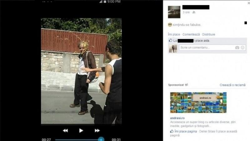 Comportament revoltător! Doi tineri au pândit un om al străzii pentru a-i sparge un ou de cap și au postat isprava pe Facebook