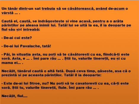 Bancul zilei: Un tânăr dintr-un sat trebuia să se căsătorească, având de-acum o vârstă ...