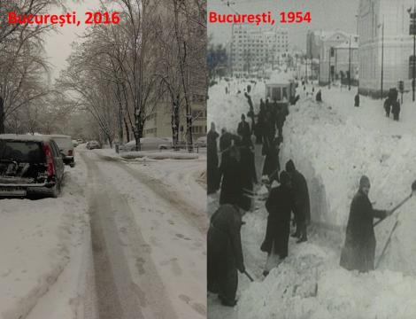 România: Nămeţi care ajungeau la etajul doi al unui bloc şi tancuri care bătătoreau zăpada. Iarna lui februarie 1954 VERSUS 2016, mijloc de ianuarie