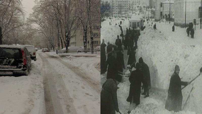 România: Nămeţi care ajungeau la etajul doi al unui bloc şi tancuri care bătătoreau zăpada. Iarna lui februarie 1954 VERSUS 2016, mijloc de ianuarie