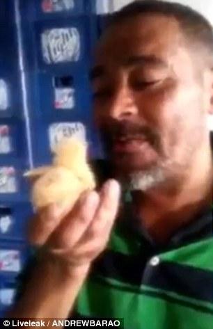 Nebunie curată sau farsă perfectă!? S-a filmat &icirc;n timp ce &icirc;nghițea un pui de găină viu și a revoltat o lume &icirc;ntreagă