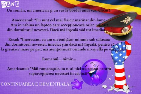 BANC! Chiar dacă americanul și rusul se cred mai vigilenți, tot românul își supraveghează mai bine nevasta!