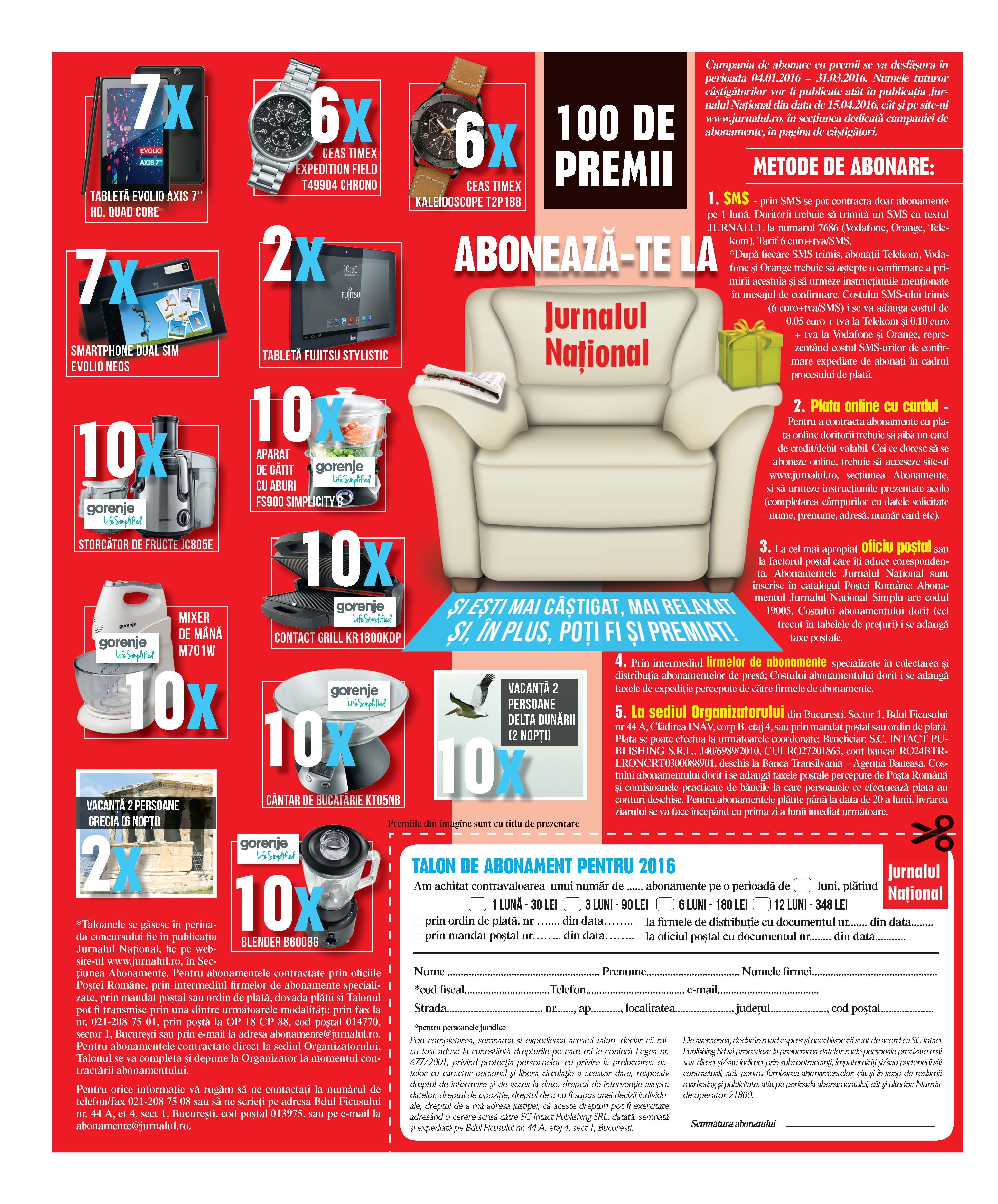 Abonează-te acum la Jurnalul Național, 100 de premii puse &icirc;n joc!