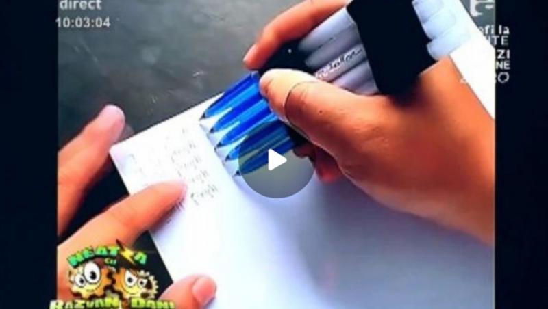 Ce touch, ce tehnologie?! Uite aici chestie tare: Leagă cinci pixuri, ia o foaie de hârtie și vezi ce-ți iese! (VIDEO)