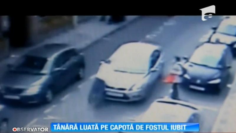 Imagini șocante în Bucureşti! Un tânăr şi-a luat iubita pe capotă şi a pornit, cu poliţia pe urme