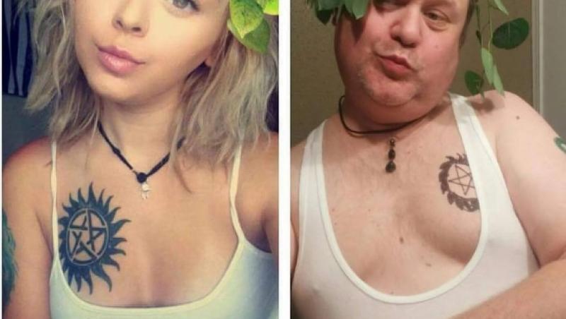 Nu ai cum să nu râzi! Un tată din Marea Britanie parodiază selfie-urile fiicei sale. Imaginile au devenit virale