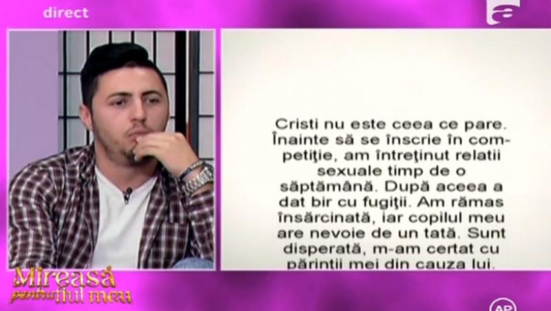 Detalii inedite din trecutul lui Cristi ies la iveală! Concurentul, înspăimântat de fosta iubită: ”Am rămas însărcinată, iar el a dat bir cu fugiții!”