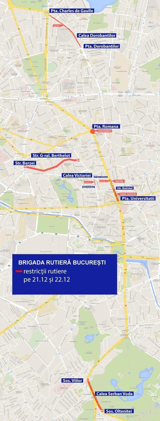 Atenţie, şoferi din Bucureşti! Restricţii de trafic de miercuri dimineaţă p&acirc;nă joi după-amiază. Zonele afectate