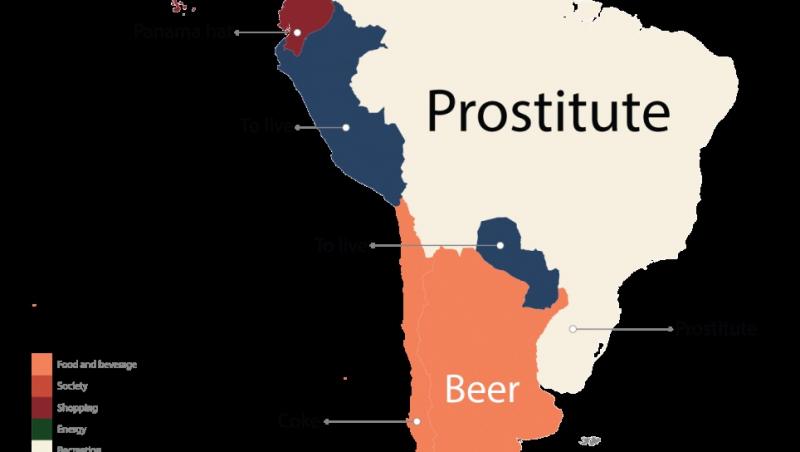 Uită de cărţile de geografie şi fii atent aici! De ce sunt interesaţi oamenii în funcţie de ţara în care locuiesc. Brazilienii cu prostituatele, ruşii cu MIG-urile. România, însă, surprinde!