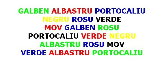 Cel mai tare TEST: Spune repede și cu voce tare culorile cuvintelor din listă! Reușești?
