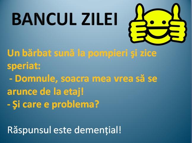 Bancul zilei: „Domnule, soacra mea vrea să se arunce de la etaj...”