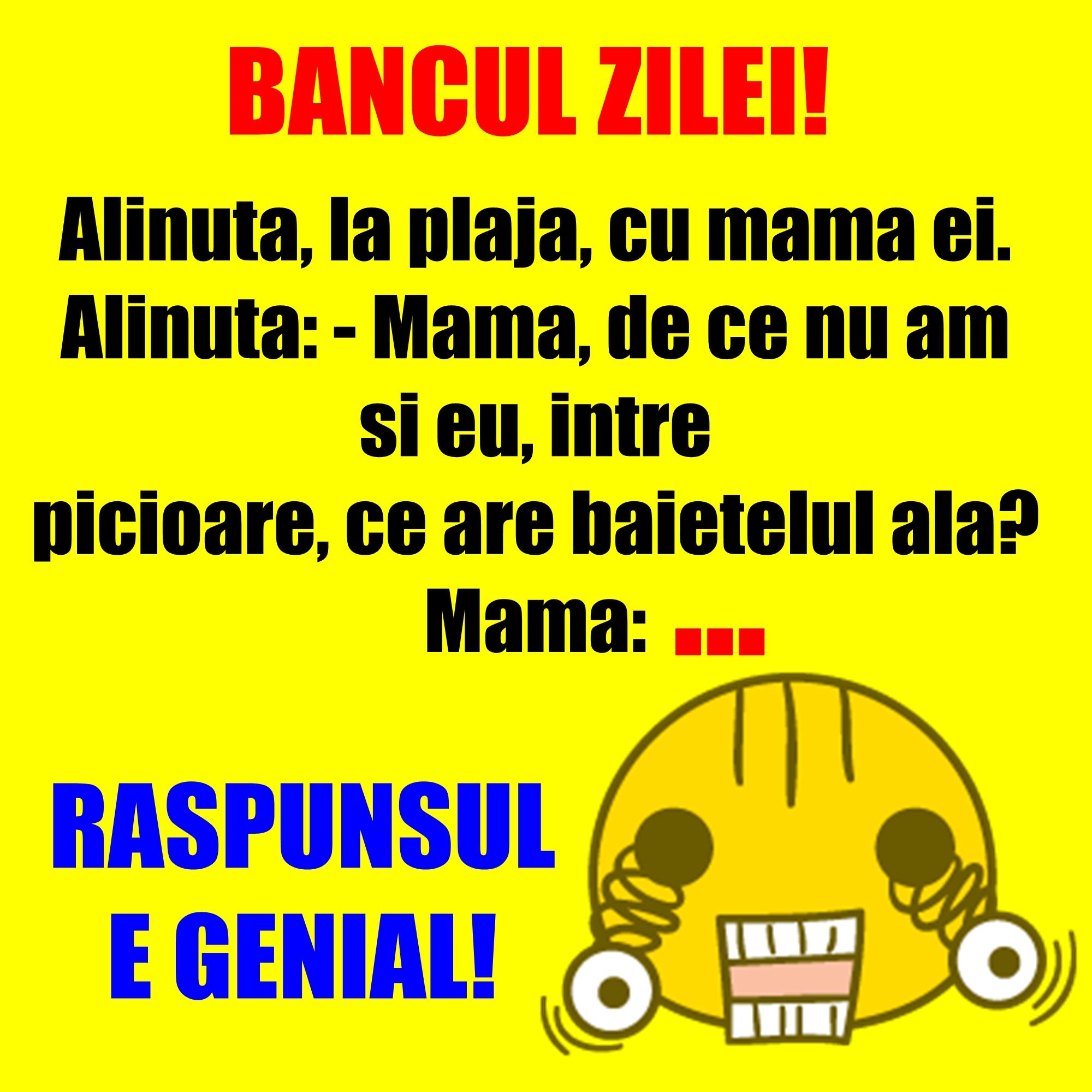 Bancul zilei: Alinuţa, la plajă, cu mama ei...