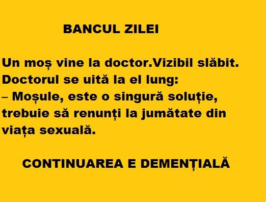 Bancul zilei. Un bătrân merge la medic pentru o problemă de sănătate!