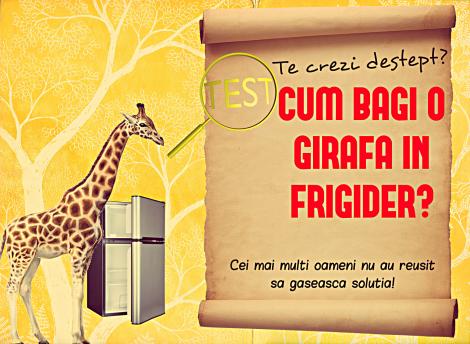 TEST! Te crezi deştept? Atunci răspunde: Cum bagi o girafă în frigider? Cei mai mulţi oameni nu au reuşit să găsească soluţia!