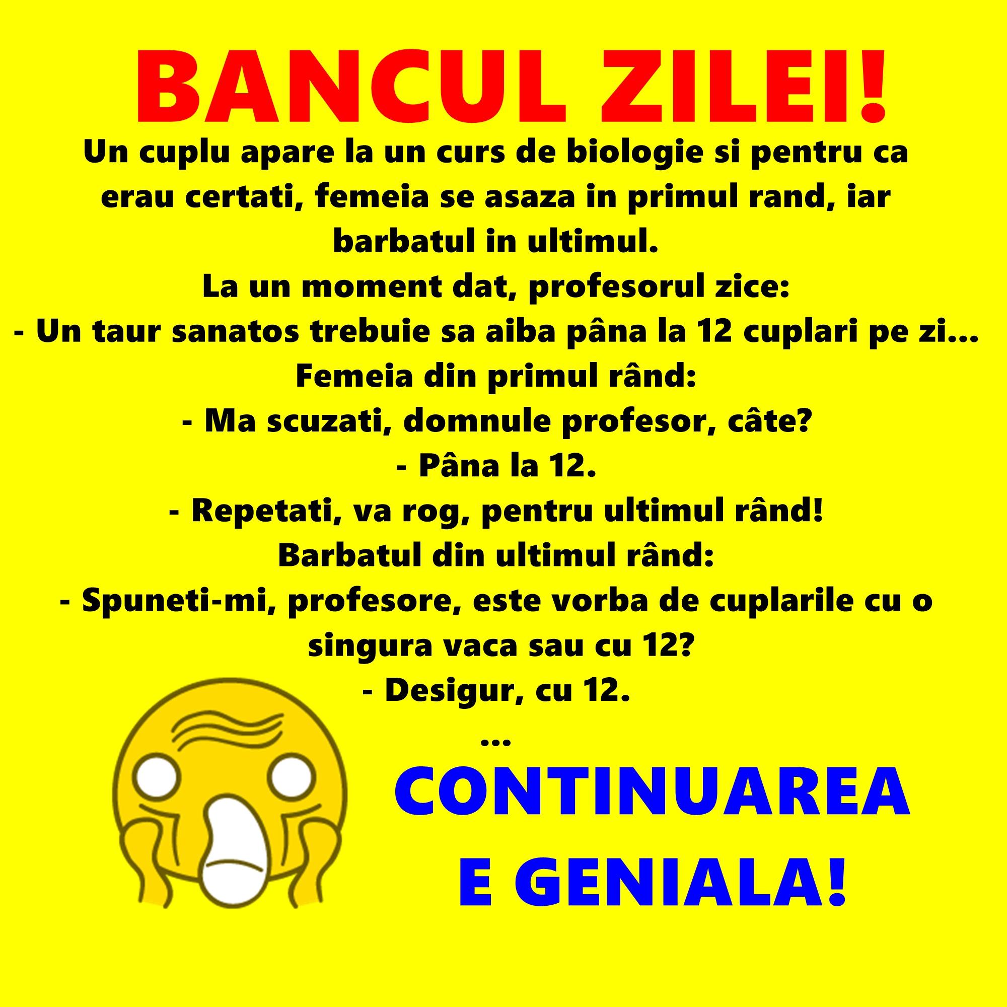 Bancul zilei: Un cuplu apare la un curs de biologie...