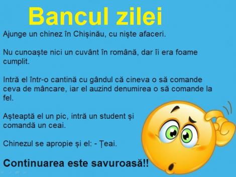 Bancul zilei: Un chinez ajunge în Chișinău cu afaceri. I se face foame, așa că...